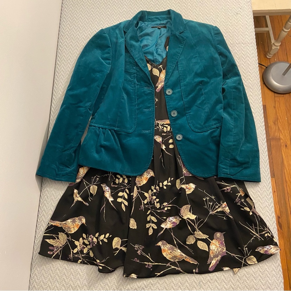 Talbots Corduroy Peplum Emerald Green Blazer Size 12